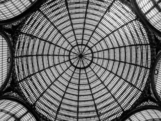 Black and White Photography of a Rounded Glass Roof