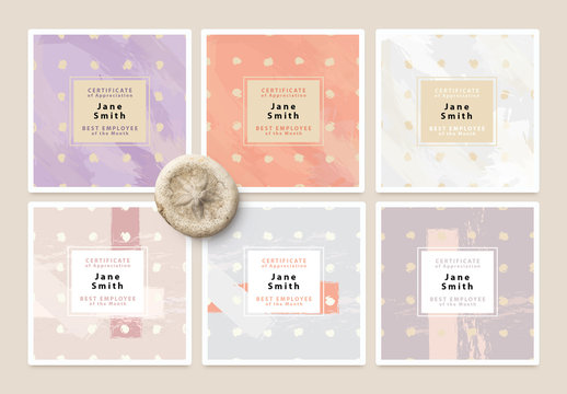 Set of Artistic Hand Painted Certificate Card Layouts
