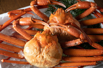 japanese snow crabs in styrofoam box