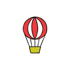 hot air ballon doodle icon, vector illustration