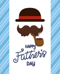 happy fathers day card with hipster accessories decoration vector illustration design