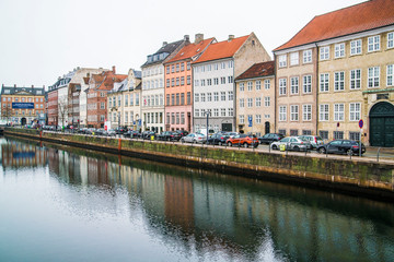 Fototapeta na wymiar colorful townhomes of Copenhagen Denmark 