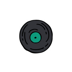 vinyl record doodle icon, vector illustration