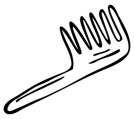 Comb, outline illustration in doodle style. Design element for the design of business cards, flyers, websites of beauty salons, and hairdressers