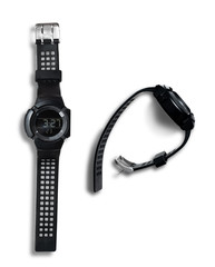 Sport black wristwatches on white background
