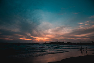 Fototapeta na wymiar Sunset on the Unwatuna beach Sri Lanka