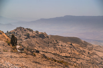 hazy view of simian mountains in Ethiopia