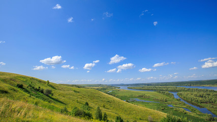 Fototapeta na wymiar beautiful view of the Vyatka river valley from the high bank