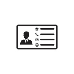 id card icon. business card  isolated on white. vector illustration