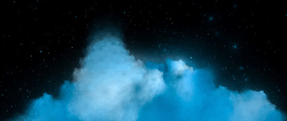 Blue nebula in deep space ultra widescreen template © sakkmesterke