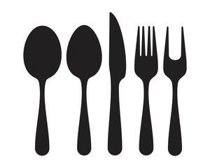 Cutlery icon. Spoon, forks, knife.  restaurant symbol  vector illustration