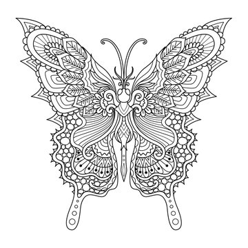 Line art of beautiful butterfly for coloring book, coloring page, printing on product and so on. Vector illustration.