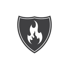 Shield with fire icon sign. Vector fire shield. Vector shield icon. Protection icon. Shield vector icon.