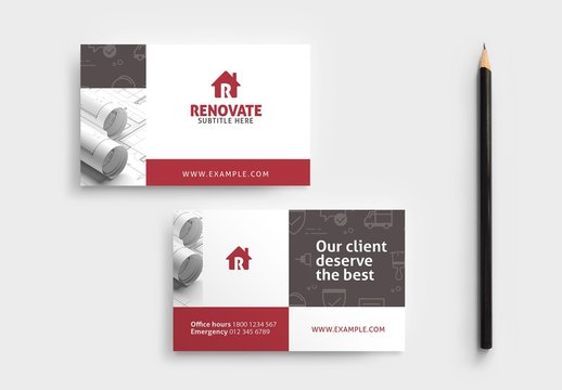Construction Service Business Card Layout