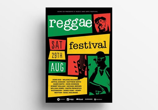 Reggae Festival Flyer Layout with Artistic Style