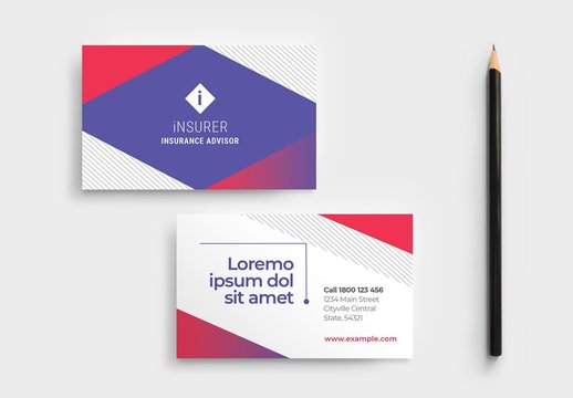 Simple Business Card Layout with Angled Lines