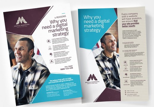 Stylish Business Flyer Layout with Hexagonal Lines