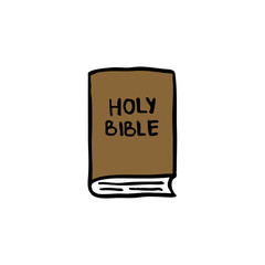 Bible doodle icon, vector illustration