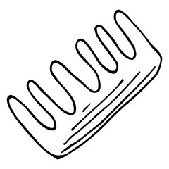 Comb, outline illustration in doodle style. Design element for the design of business cards, flyers, websites of beauty salons, and hairdressers