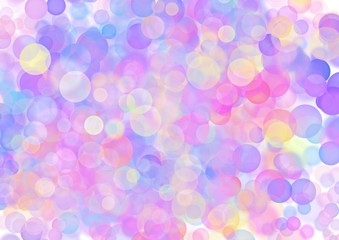 Bubble abstract purple, pink, blue, yellow background. Circles pattern. Copy-space. Template for designs, card, posters, wallpaper.