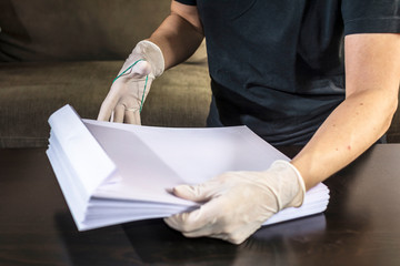 Obraz premium Handling envelopes and mail safely