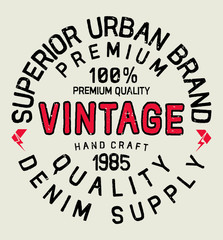 Original vintage Denim print for t-shirt or apparel. Old school vector graphic for fashion and printing. 