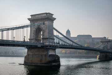 Fototapeta na wymiar Szechenyi Chain Bridge on the Danube river in Budapest, Hungary