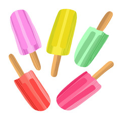 Hand drawn colorful delicious ice cream set.