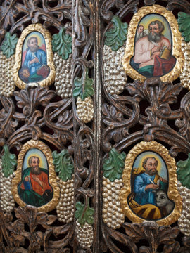 Part of the ancient Christian gilded royal doors.
