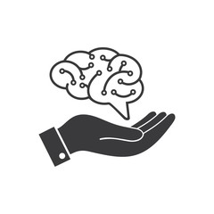 brain Artificial intelligence icon, hand vector Illustration