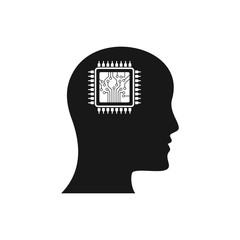 brain Artificial intelligence icon, human head vector Illustration