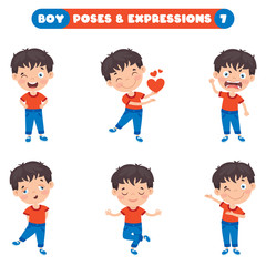 Poses And Expressions Of A Funny Boy
