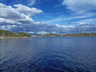 Landscape with blue sky and sea - Lysaker 
