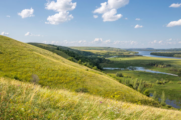 beautiful view of the Vyatka river valley from the high bank