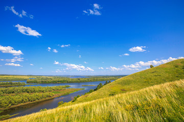 beautiful view of the Vyatka river valley from the high bank