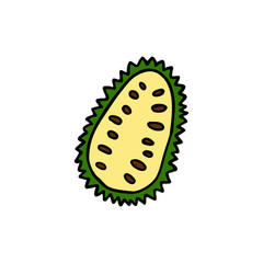 guanabana, sour sop fruit doodle icon, vector illustration