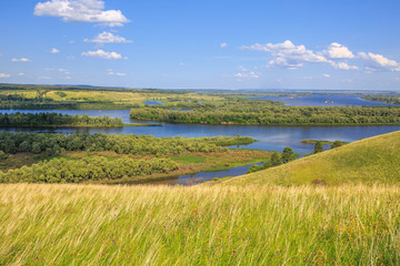 beautiful view of the Vyatka river valley from the high bank