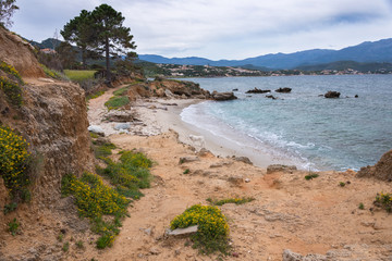 Coastline along the Mediterranean sea, on the island of Corsica