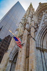 Exterior of Saint Patrick Cathedral, Manhattan, New York, USA