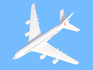 Fototapeta na wymiar Airplane on blue background. travel concept. 3d rendering