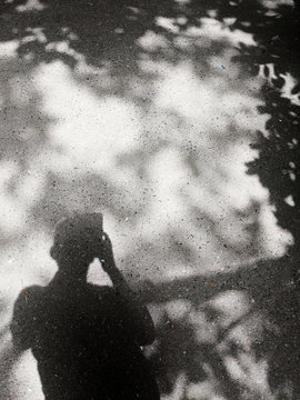 Man's Shadow Taking Photo with Cell Phone