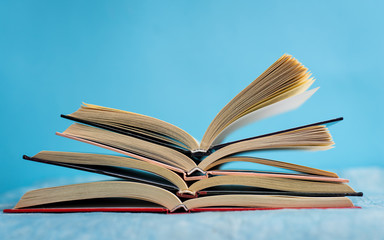 Pile of books with copy space
