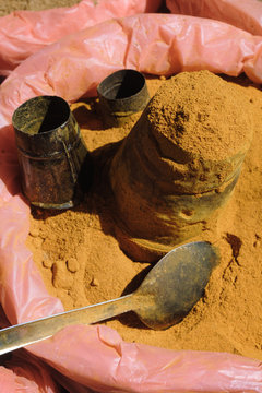Turmeric powder at spices market