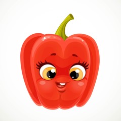 Obraz premium Cute little emoji red bell peppers isolated on white background