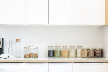 Obraz na płótnie Canvas Glass Jars with bulk food