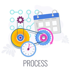 Process infographics flat vector pictogram. 7 PS marketing mix.
