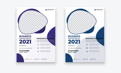 Template vector design for Brochure, Annual Report, Magazine, Poster, Corporate Presentation, Portfolio, Flyer, infographic, layout modern with blue color size A4, Front and back, Easy to use.