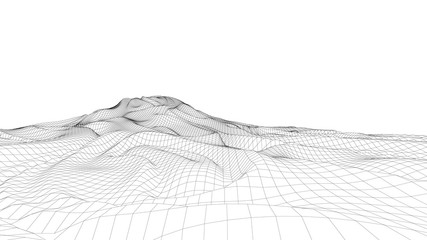 Abstract digital landscape. Cyber or technology background.Vector illustration