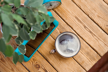 Work in the morning with a cup of coffee