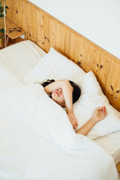 Girl waking up.